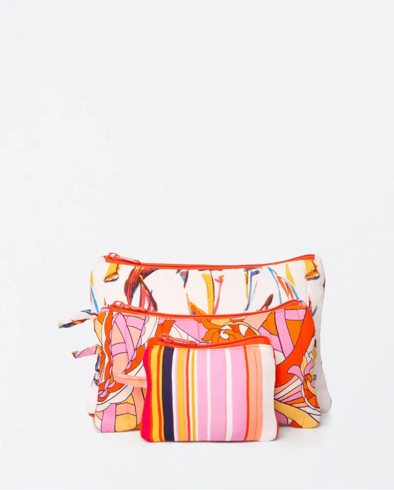 124- Pack of 3 Quilted Toiletry bags- Orange- Surkana
