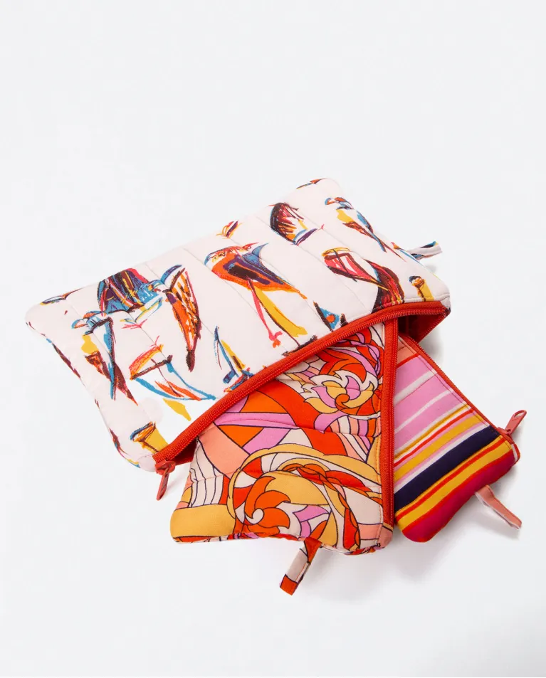 124- Pack of 3 Quilted Toiletry bags- Orange- Surkana