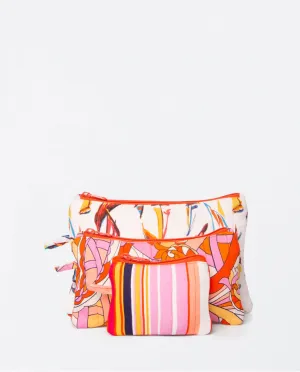 124- Pack of 3 Quilted Toiletry bags- Orange- Surkana