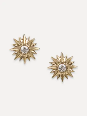 14K Baguette Diamond Pointed Star Studs