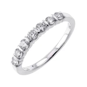 14KT White Gold & Diamond Classic Book Bar Channel Fashion Ring   - 1/2 ctw