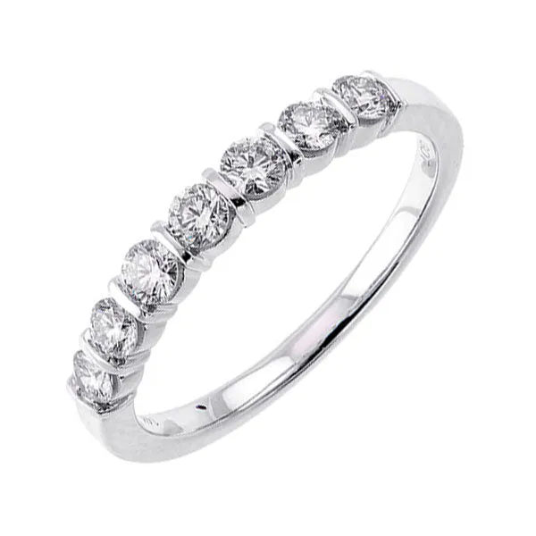 14KT White Gold & Diamond Classic Book Bar Channel Fashion Ring   - 1/2 ctw