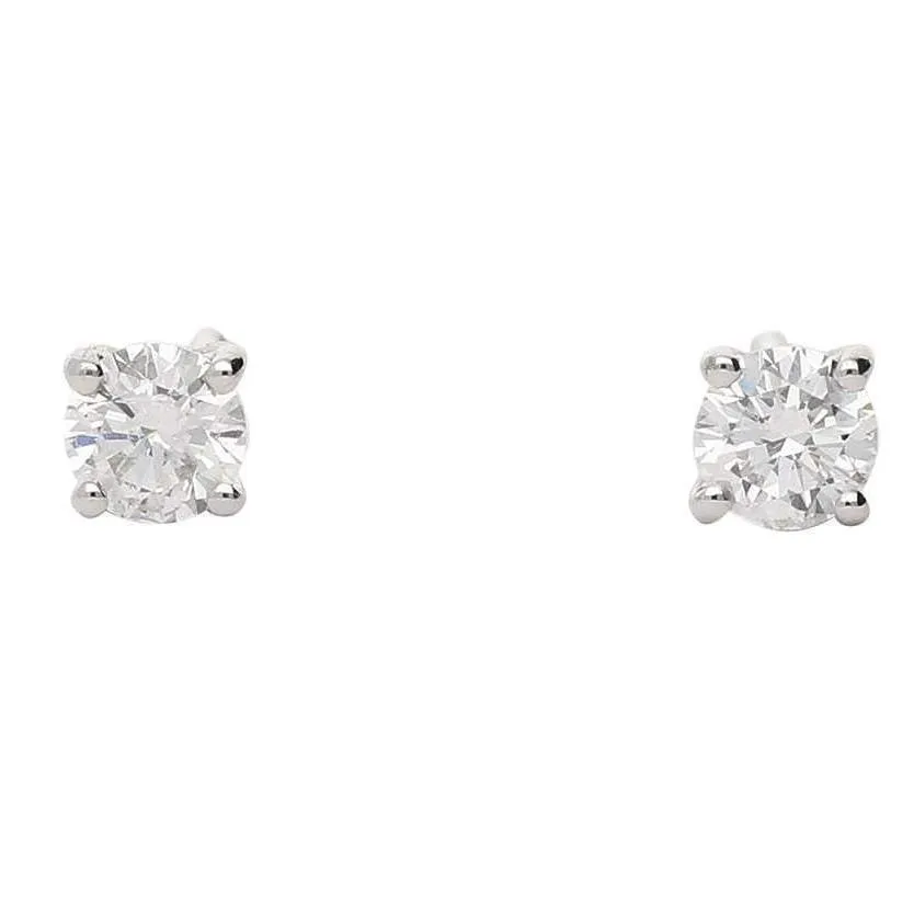18ct white gold 0.50ct diamond four claw stud earrings