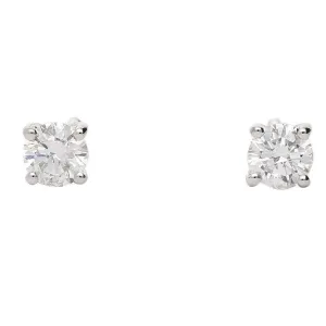 18ct white gold 0.50ct diamond four claw stud earrings