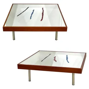 1970s Italian Post-Modern Pair of Mirrored Cherry Wood Eglomise Coffee Tables