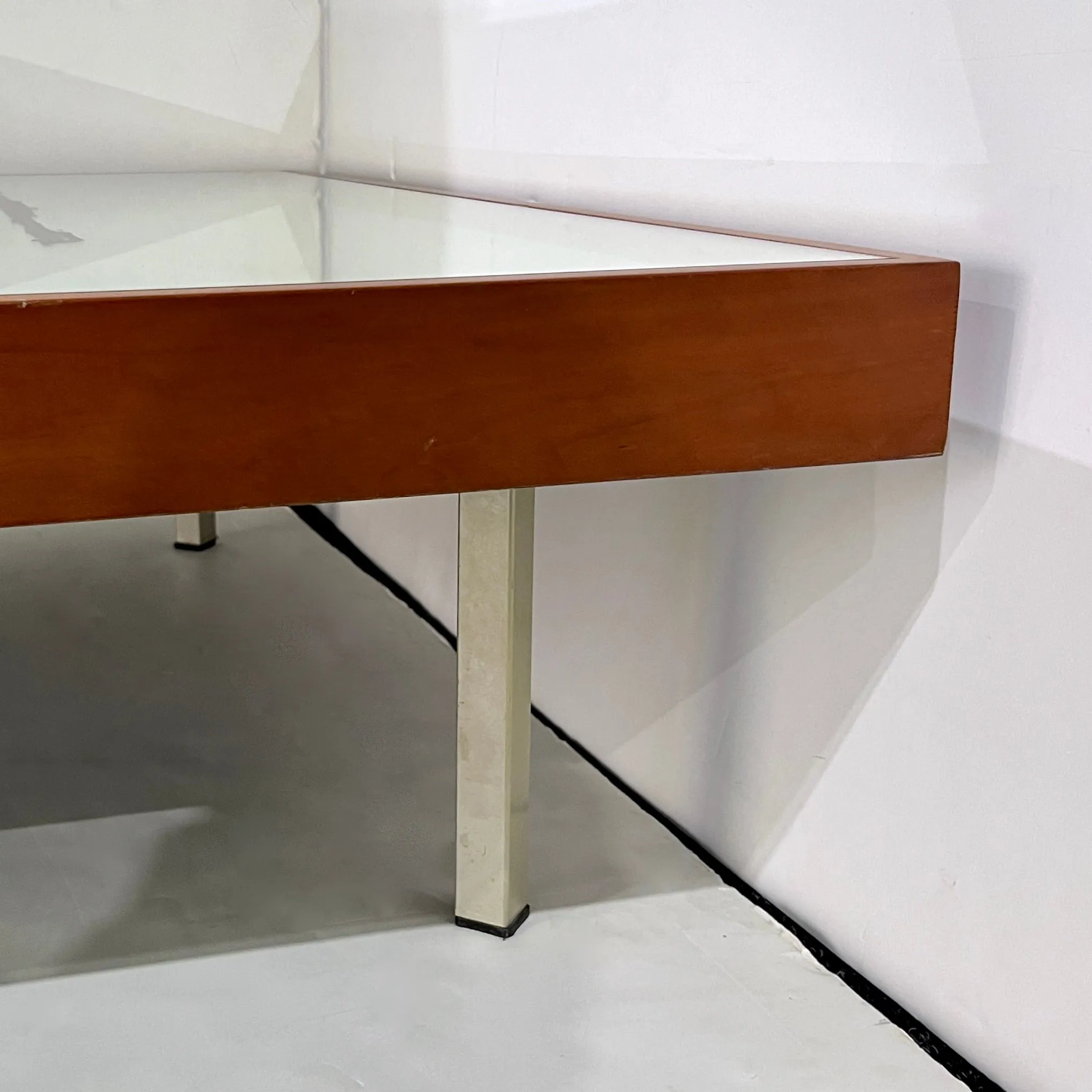 1970s Italian Post-Modern Pair of Mirrored Cherry Wood Eglomise Coffee Tables