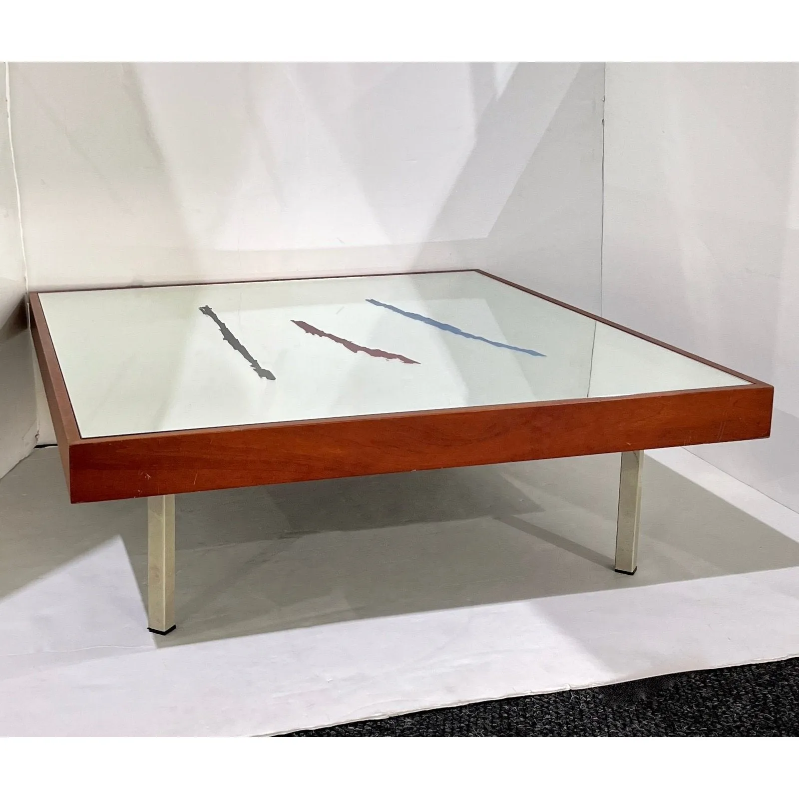1970s Italian Post-Modern Pair of Mirrored Cherry Wood Eglomise Coffee Tables
