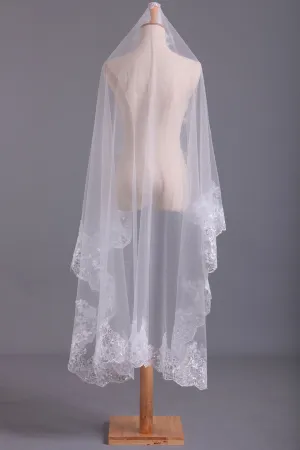 2024 Gorgeous Wedding Veils With Applique