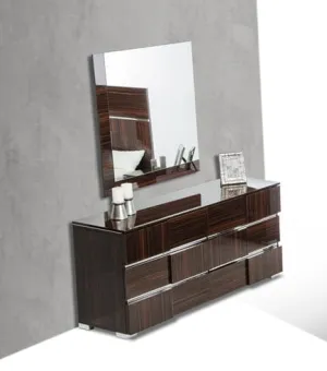 32" Ebony Lacquer Veneer  Mdf  And Steel Dresser