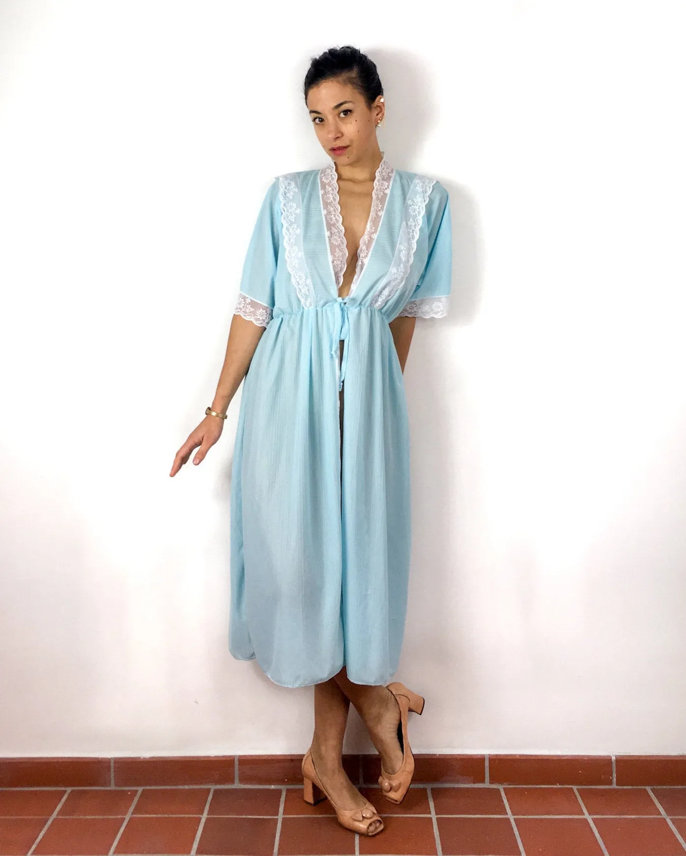 70s vintage night robe, lace details