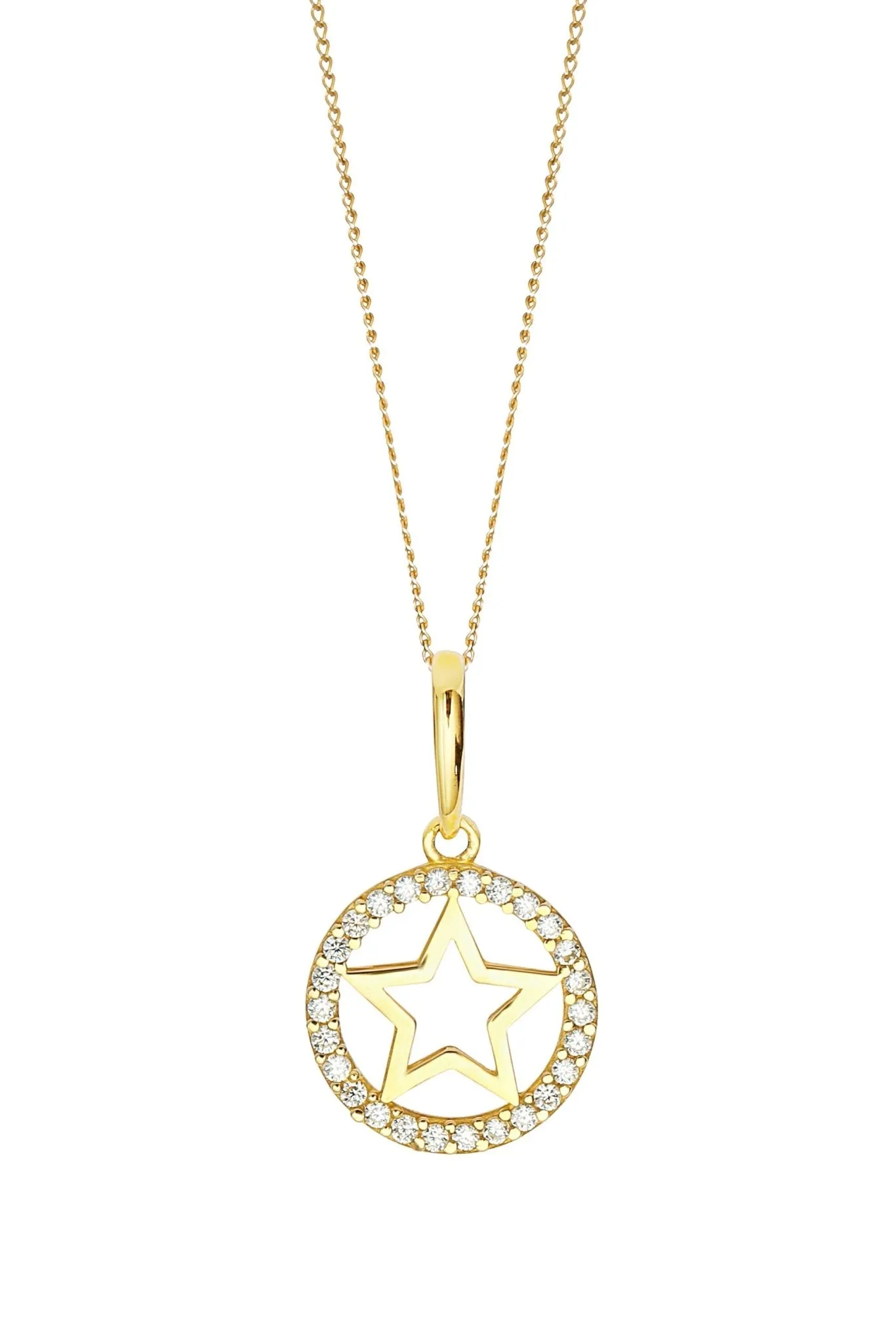 9ct Yellow Gold Cubic Zirconia Star Pendant Necklace