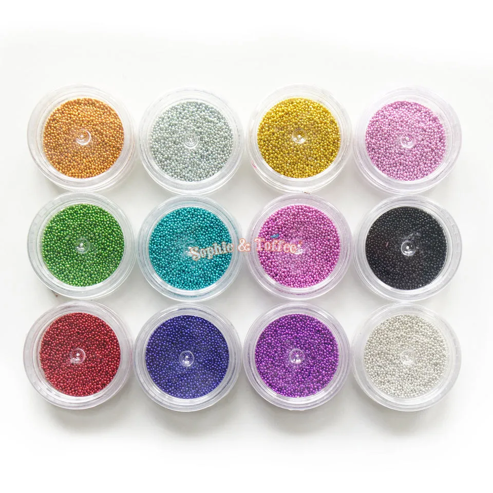 Acrylic Micro Beads Color Assortment (0.6-0.8mm) (12 pots)