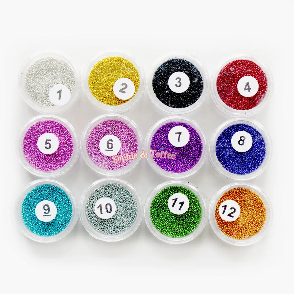 Acrylic Micro Beads Color Assortment (0.6-0.8mm) (12 pots)