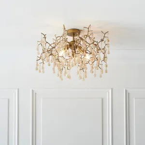 Amos Chatsworth Flush Chandelier Aged Gold & Champagne