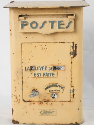 Antique French Postbox - Yellow 15"