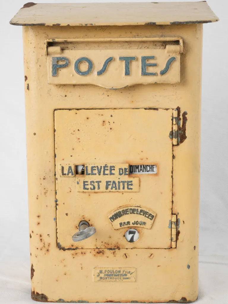 Antique French Postbox - Yellow 15"