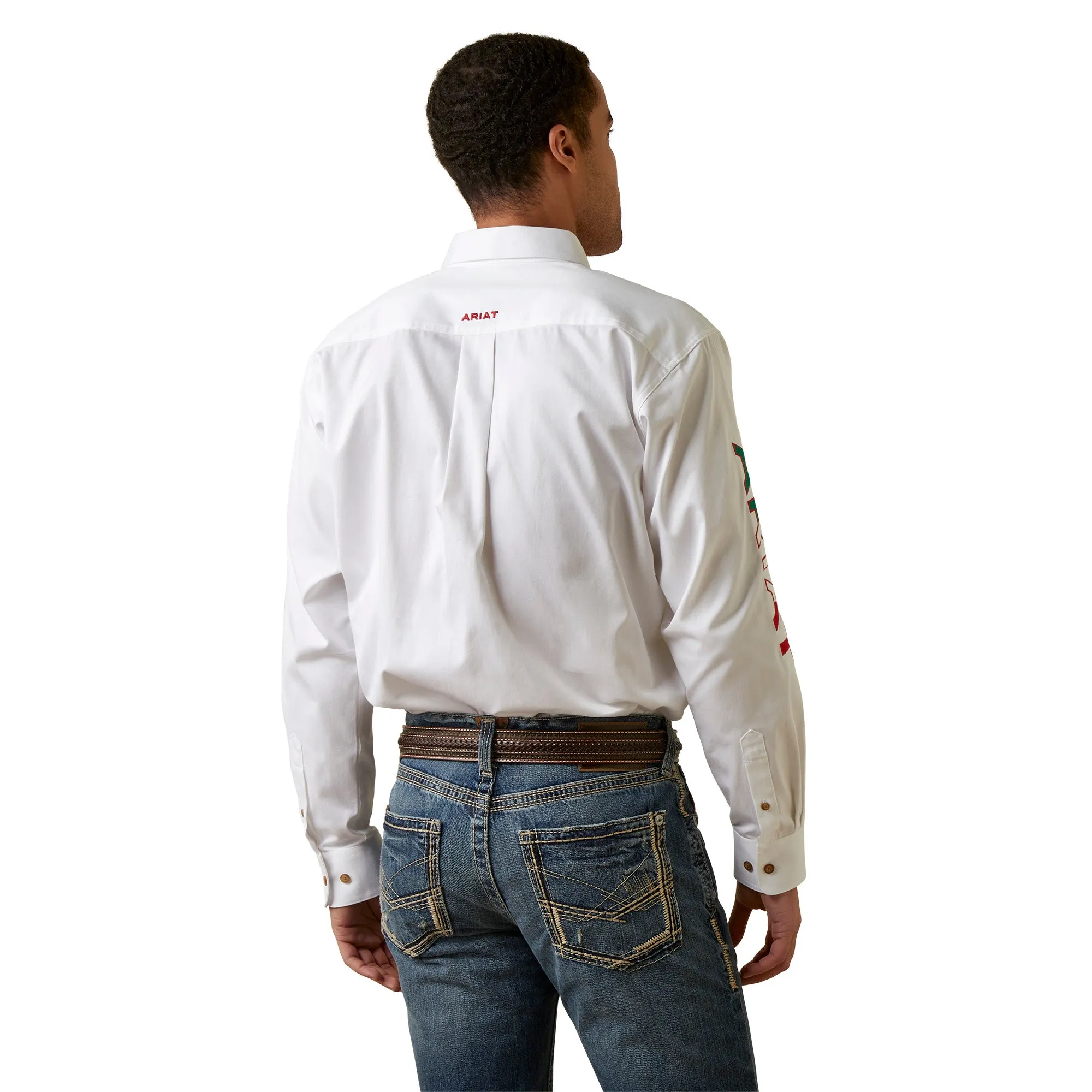 Ariat Men's Team Logo Twill Classic Long Sleeve Mexico, White