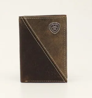 Ariat Trifold Wallet Diagonal Shield Concho Brown
