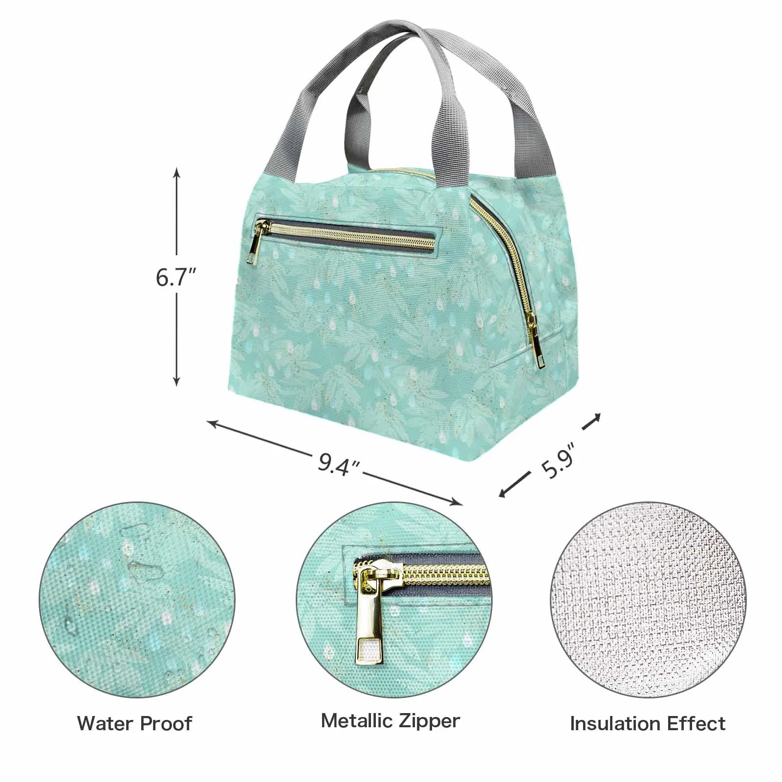 Australian Eucalyptus  Portable Lunch Bag-Grey Handle