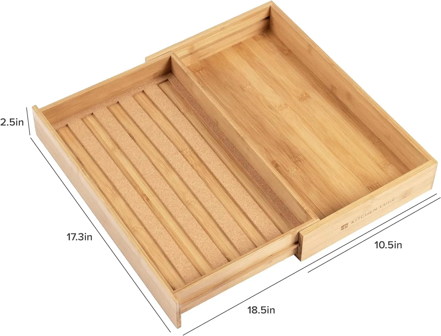 Bamboo Spice Drawer Organizer (Expands 10.5 to 18.5 in)