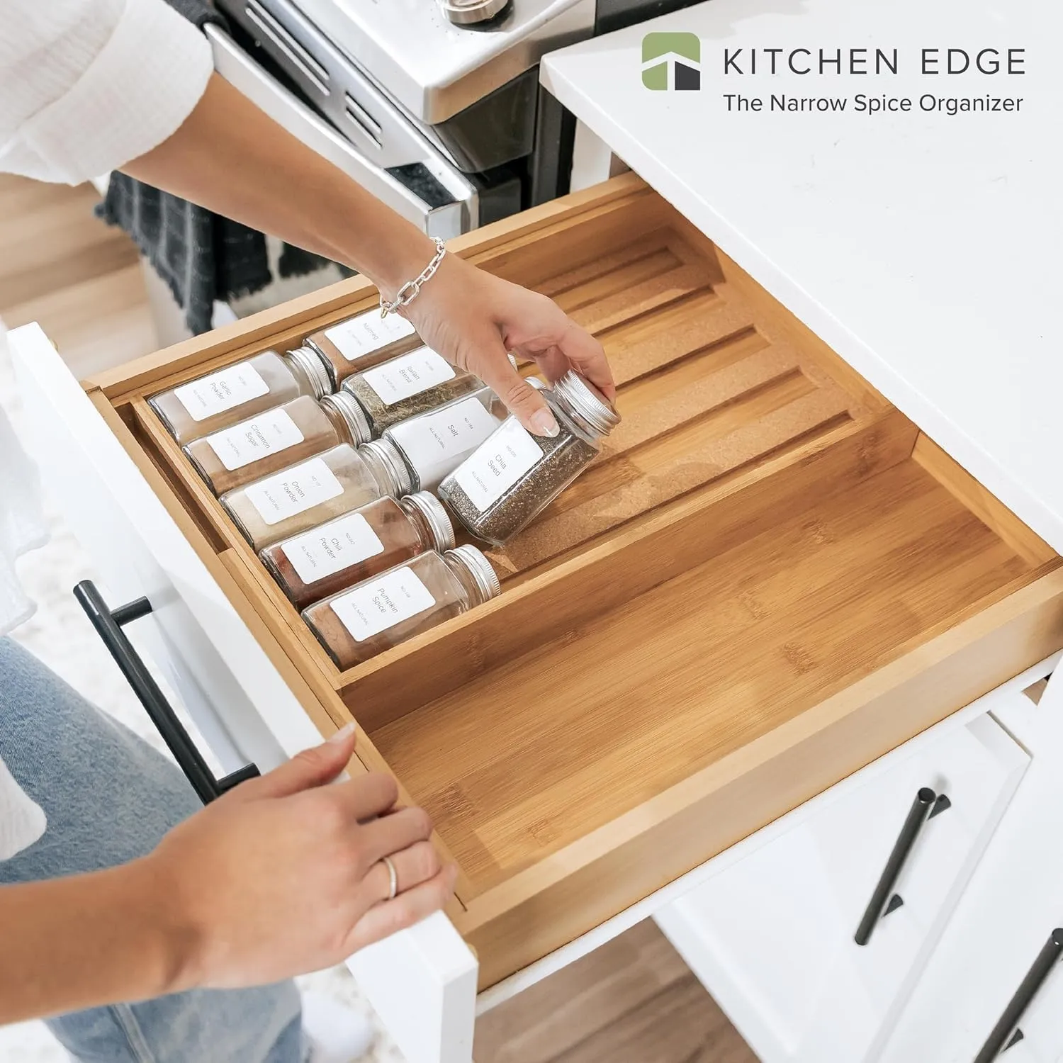 Bamboo Spice Drawer Organizer (Expands 10.5 to 18.5 in)