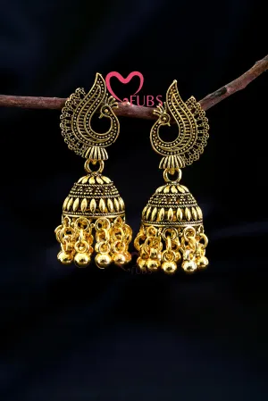 Beautiful Peacock Gold Jhumaks