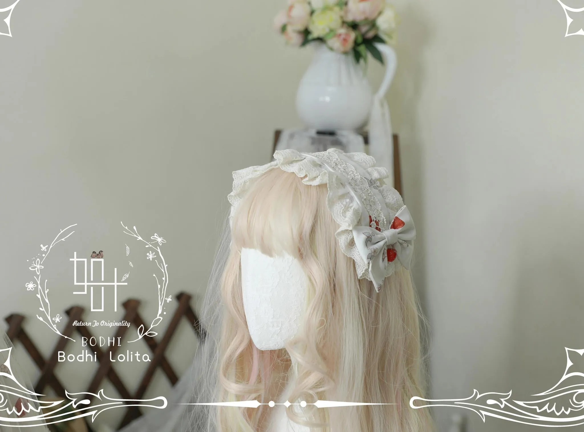 (BFM)Bodhi Lolita~Strawberry Fruit Tea~Elegant Lolita Headdress Lolita Hair Accessory