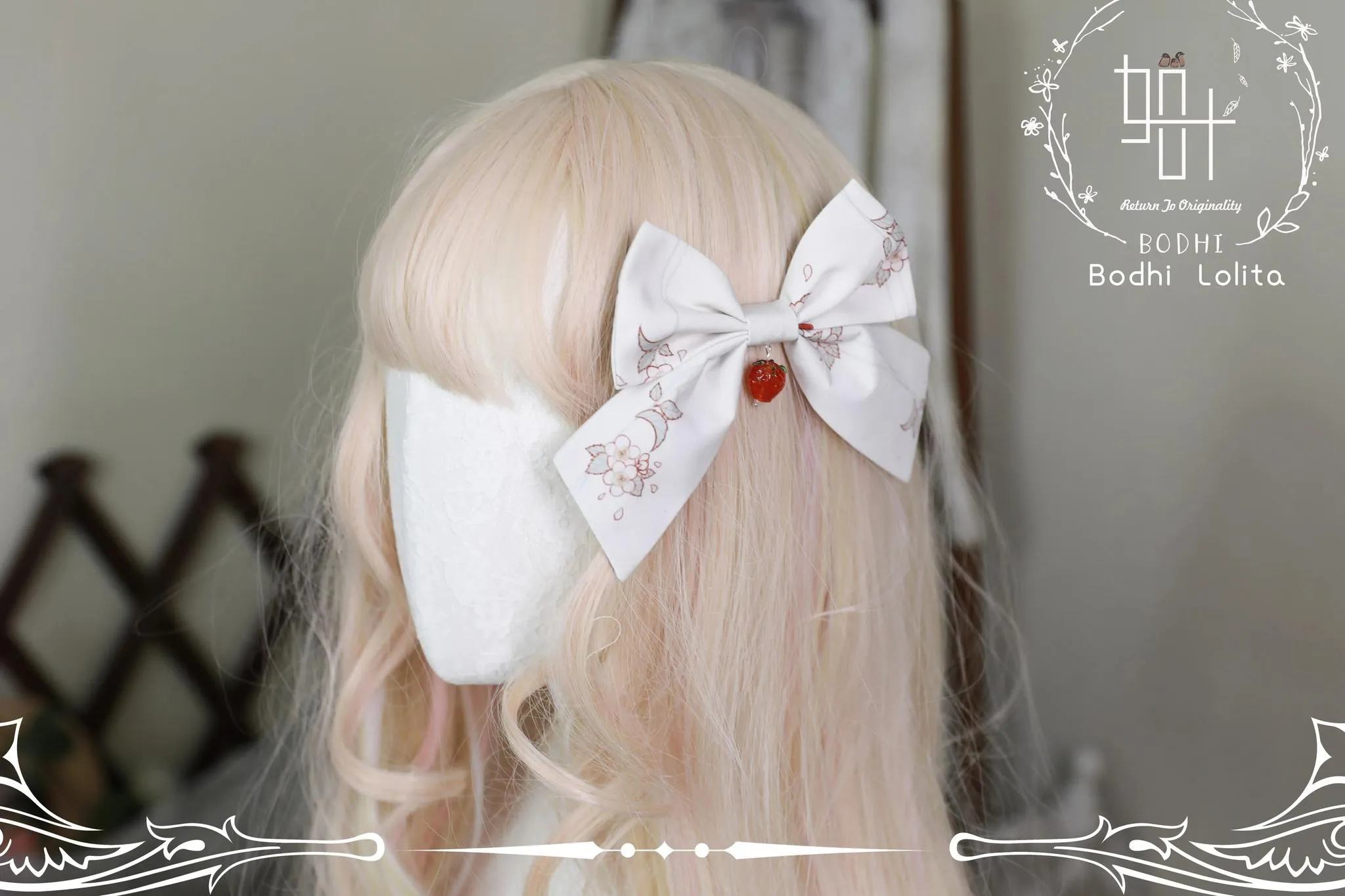 (BFM)Bodhi Lolita~Strawberry Fruit Tea~Elegant Lolita Headdress Lolita Hair Accessory