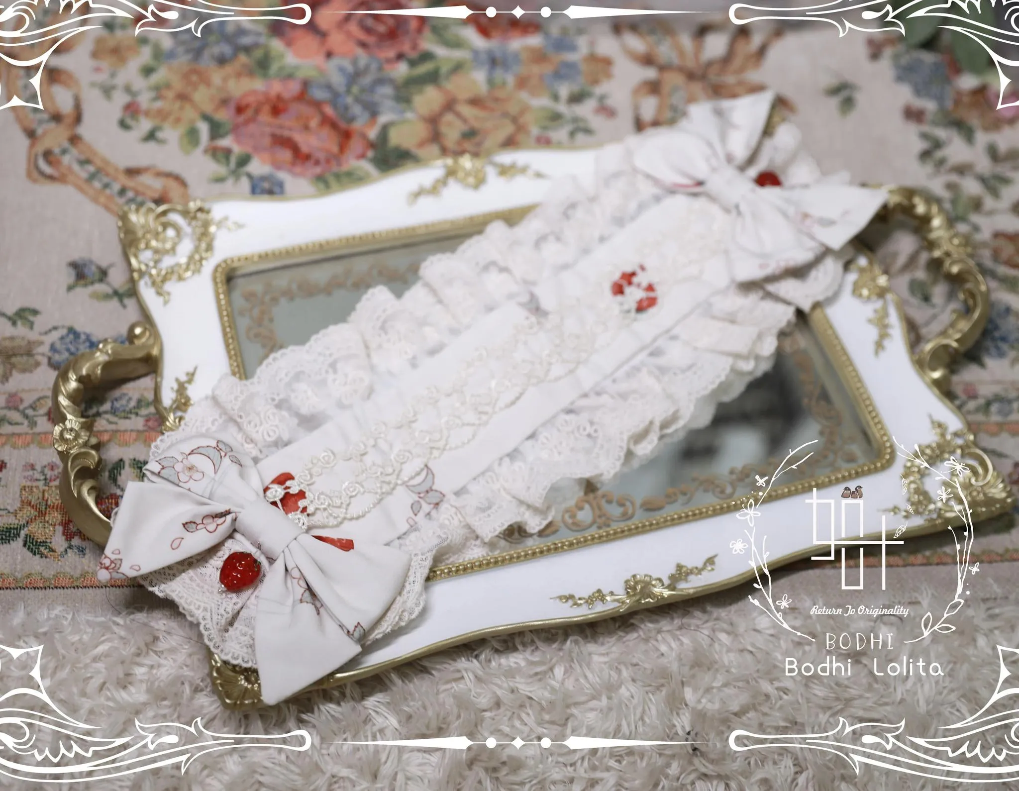 (BFM)Bodhi Lolita~Strawberry Fruit Tea~Elegant Lolita Headdress Lolita Hair Accessory