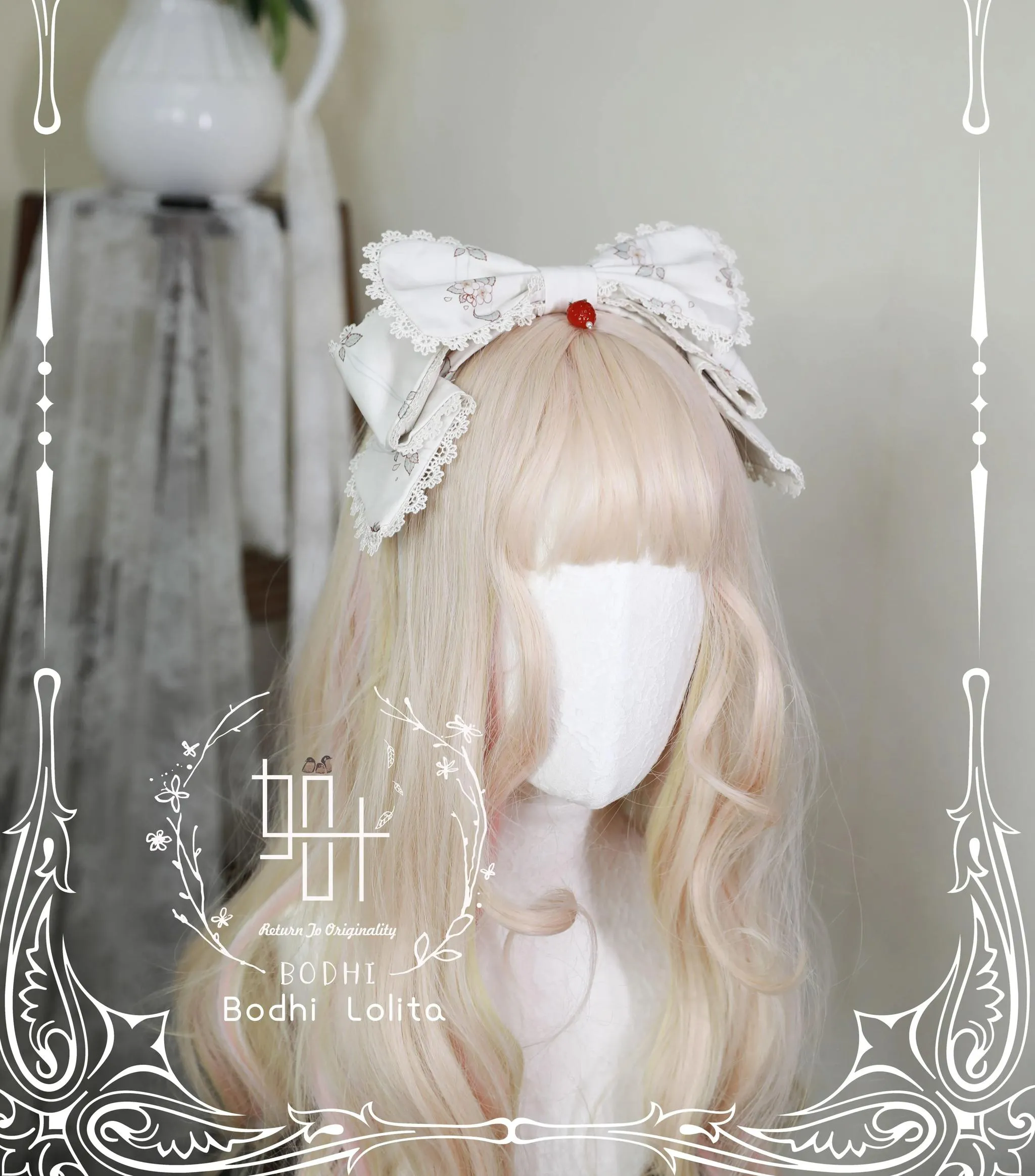 (BFM)Bodhi Lolita~Strawberry Fruit Tea~Elegant Lolita Headdress Lolita Hair Accessory