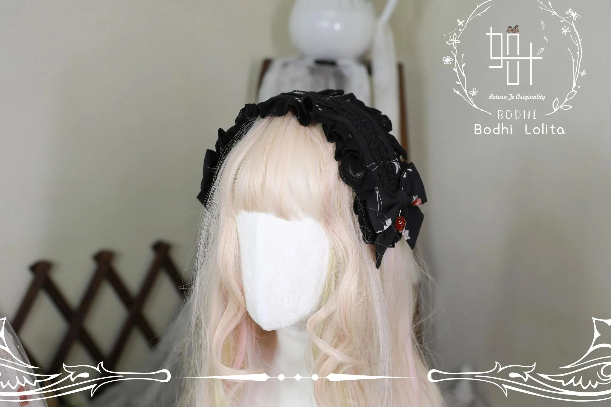 (BFM)Bodhi Lolita~Strawberry Fruit Tea~Elegant Lolita Headdress Lolita Hair Accessory