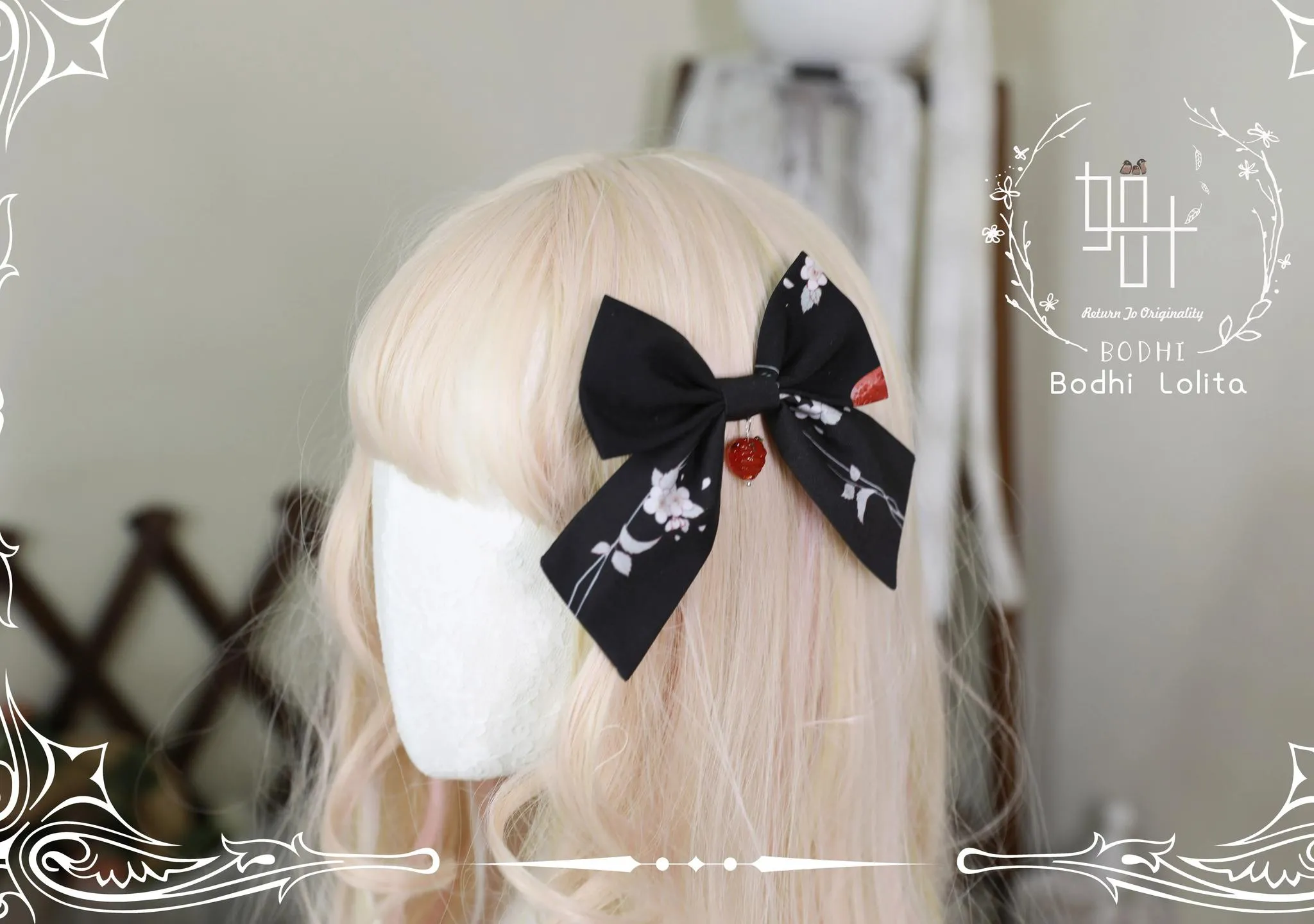 (BFM)Bodhi Lolita~Strawberry Fruit Tea~Elegant Lolita Headdress Lolita Hair Accessory