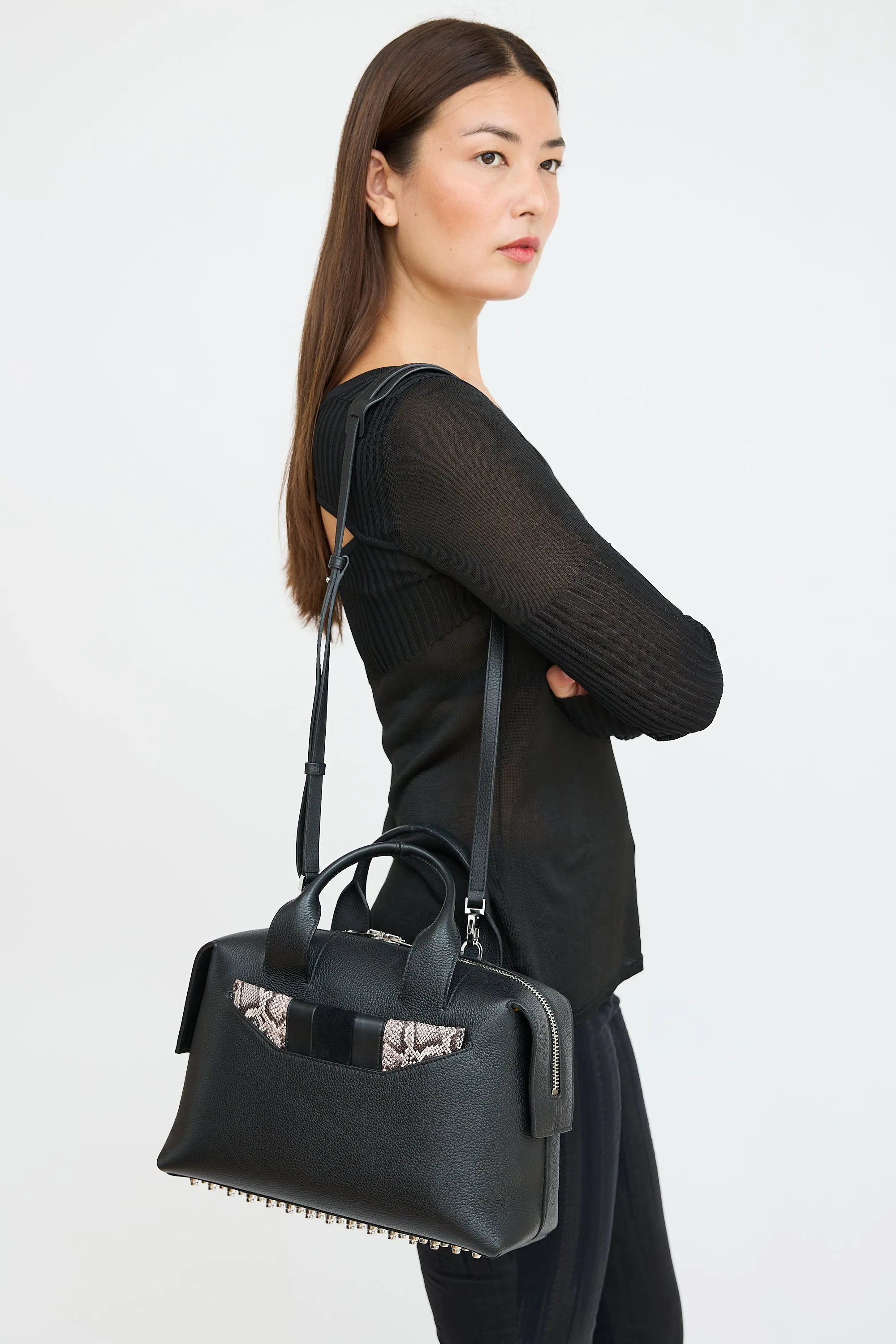 Black & Beige Leather Rogue Bag