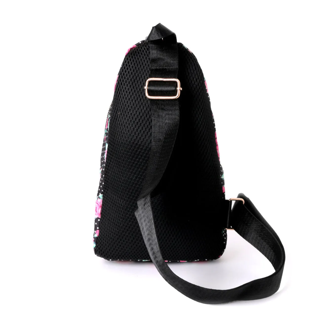 Black Floral Polka Dot Sling Bag