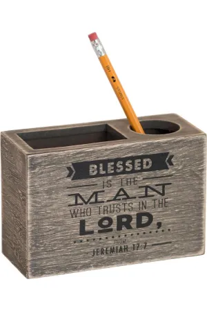 Blessed is The Man Wood Desk Organizer - CE20511