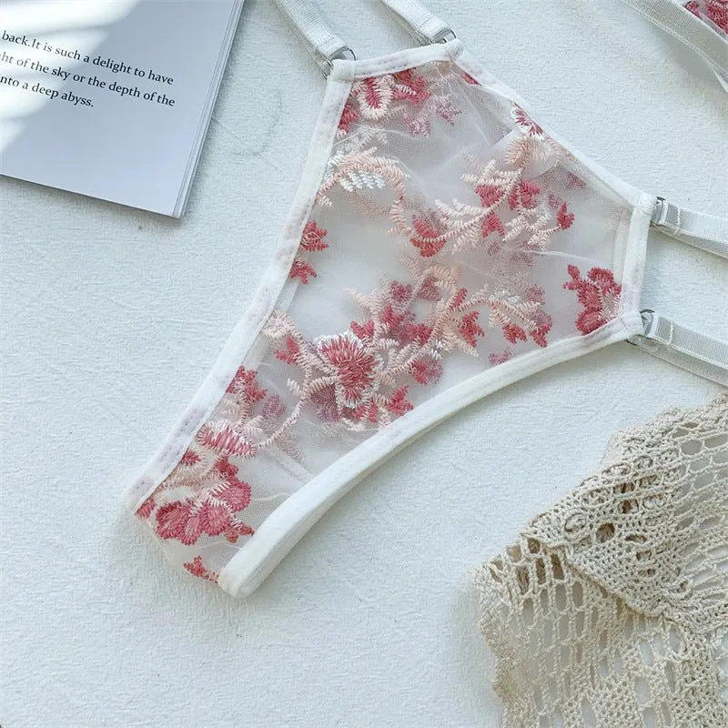 Bridal Lingerie Set White Pink