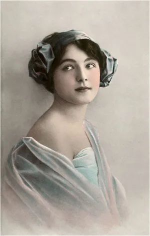 BW-18 Beautiful Woman with Bare Shoulder - Vintage Image
