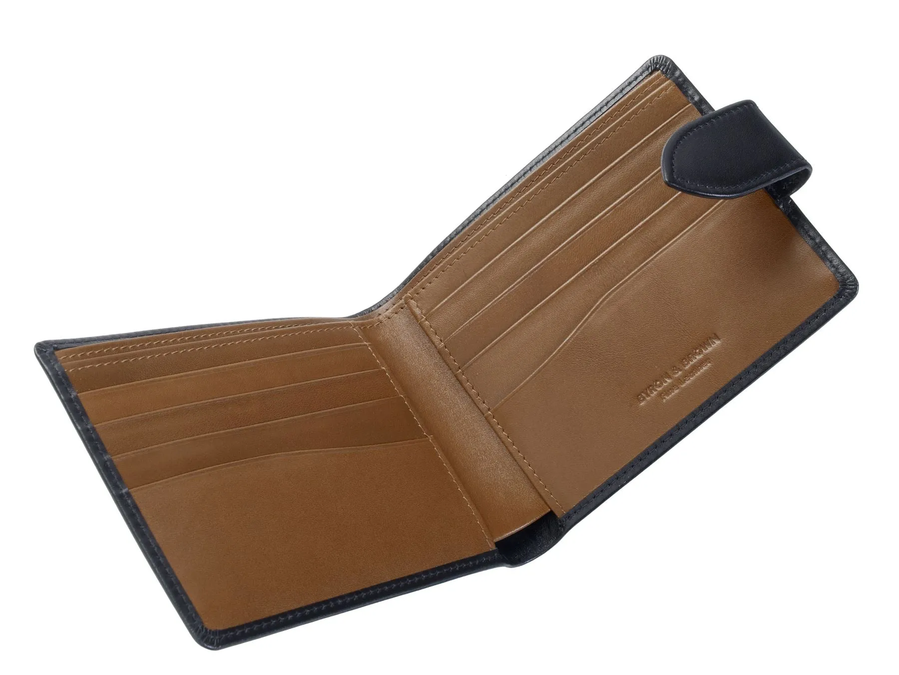Byron & Brown - Gentleman's Classic 8 Card Contrast Colour Wallet - Italian Leather - Gift Boxed - 2 Colours