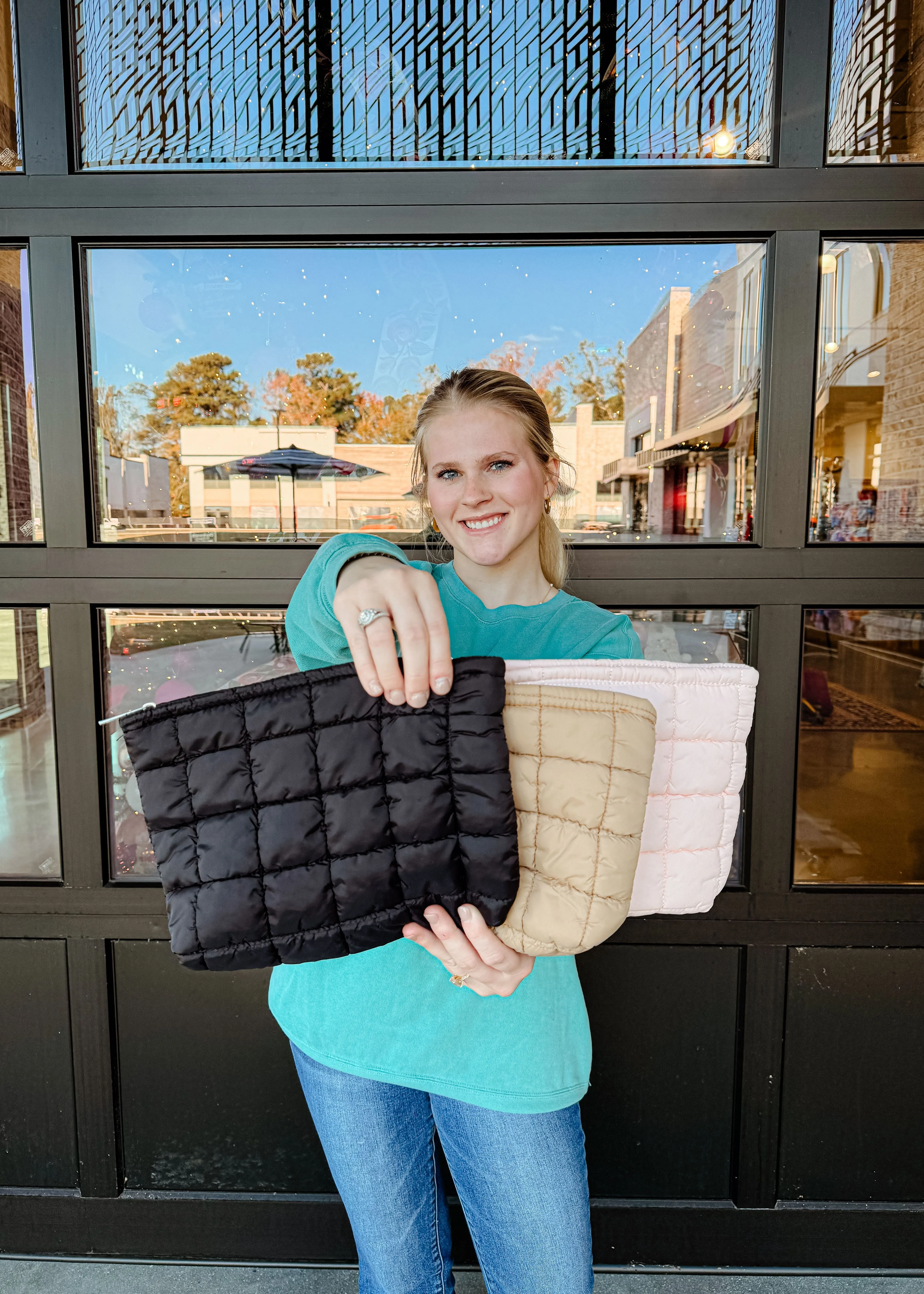 Carryall Quilted Cosmetic Pouch