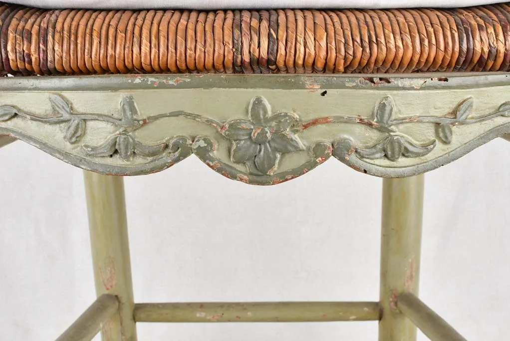 Chairs, ladder back w/ straw seat, 18th-century