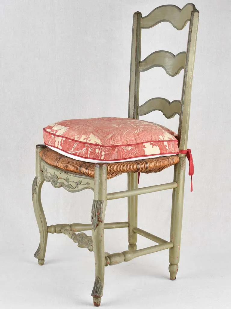 Chairs, ladder back w/ straw seat, 18th-century