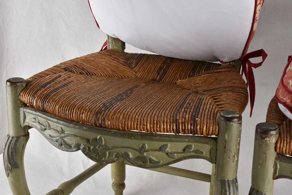 Chairs, ladder back w/ straw seat, 18th-century