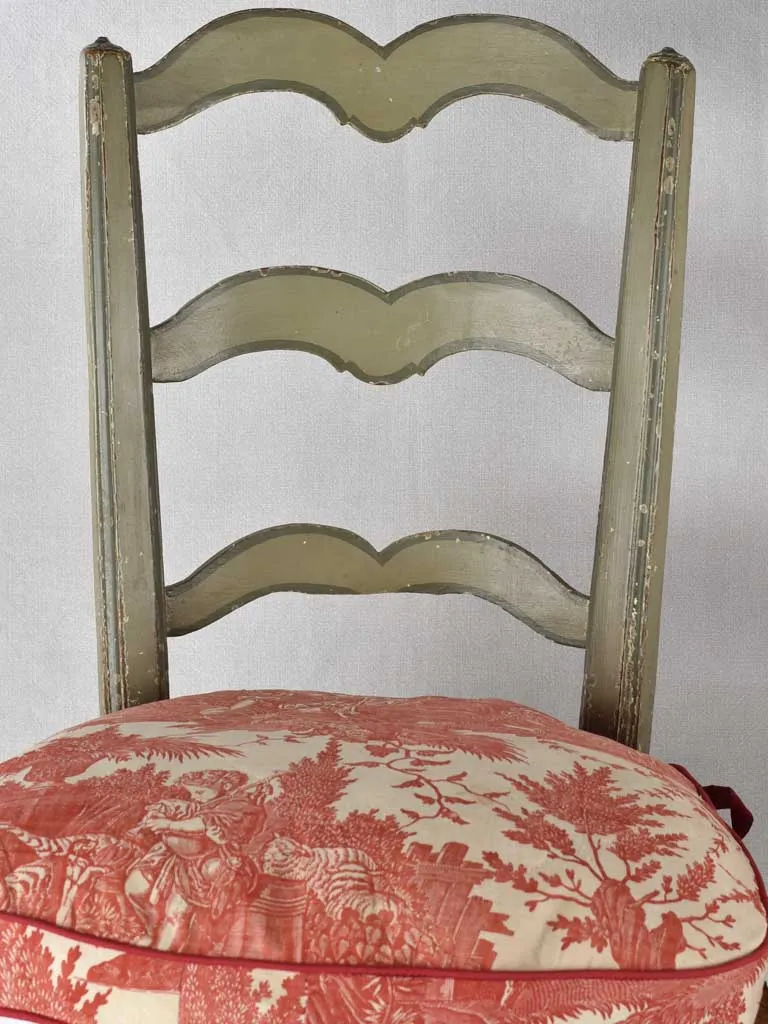 Chairs, ladder back w/ straw seat, 18th-century