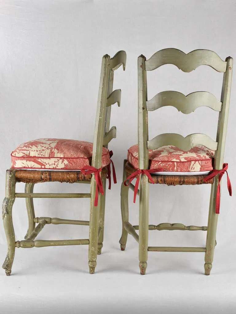 Chairs, ladder back w/ straw seat, 18th-century