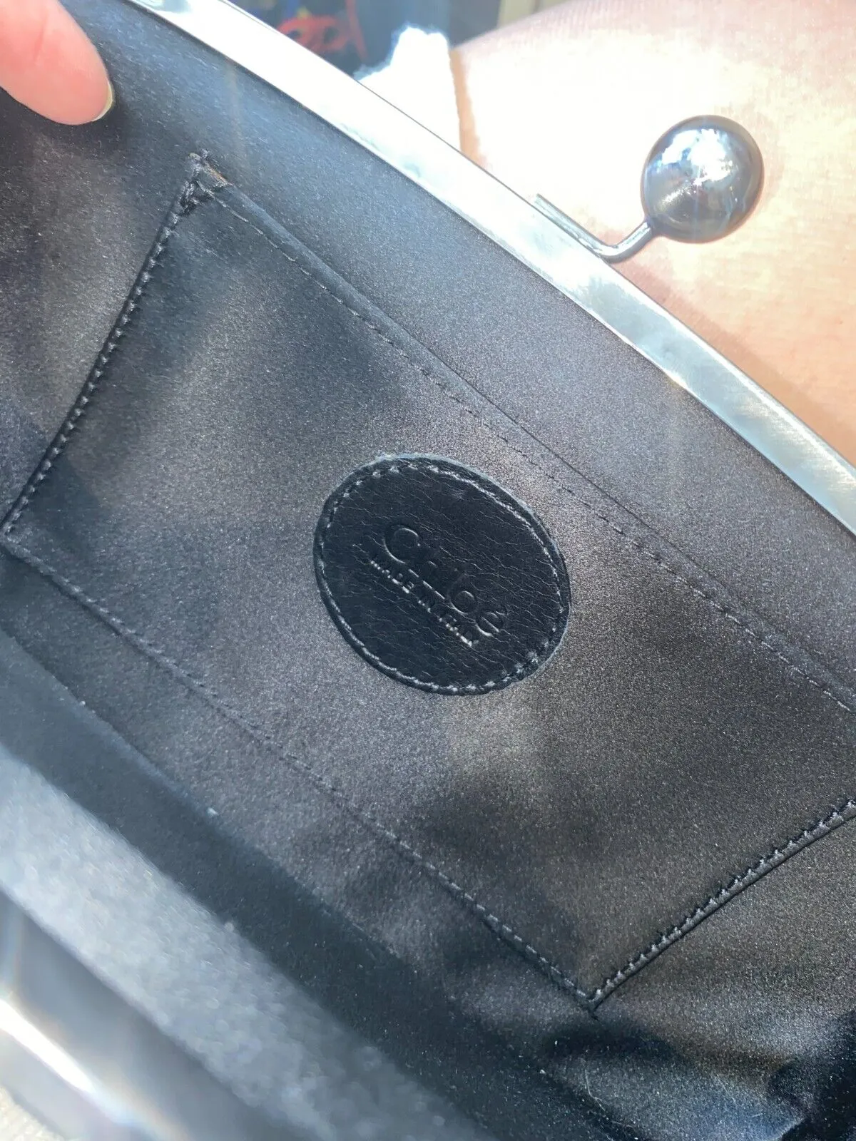 Chloe black studded evening clutch