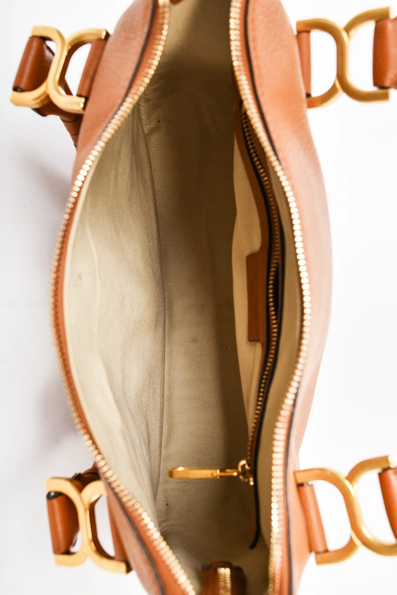 Chloe Brown Grained Leather Medium Marcie Shoulder Bag with Strap