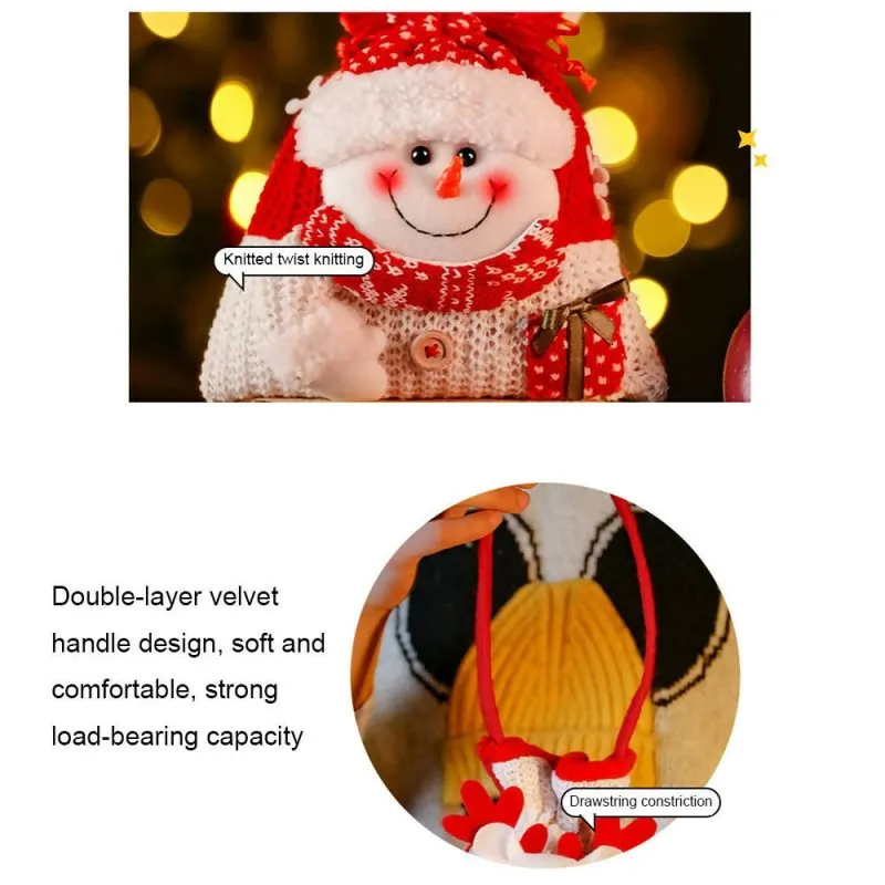 Christmas Knitted Handheld Gift Bag Children Cartoon Candy Bag(Elk)