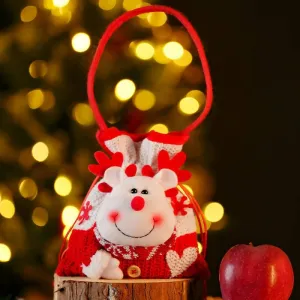 Christmas Knitted Handheld Gift Bag Children Cartoon Candy Bag(Elk)
