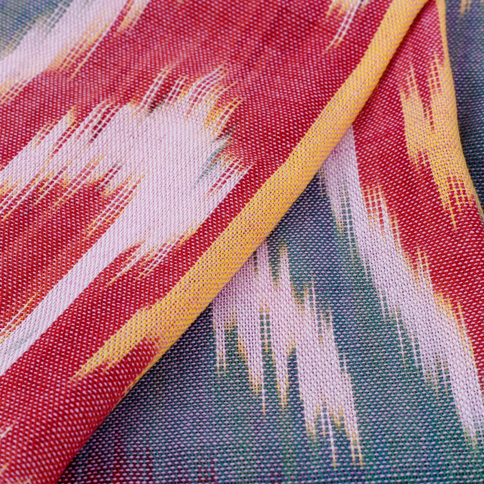 Classic Fringed Cotton Ikat Scarf Handwoven in Uzbekistan - Symphony of Sweetness | NOVICA