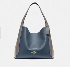 Coach Colorblock Hadley Hobo Dark Denim Blue Gray Tote Leather Bag Handbag NEW